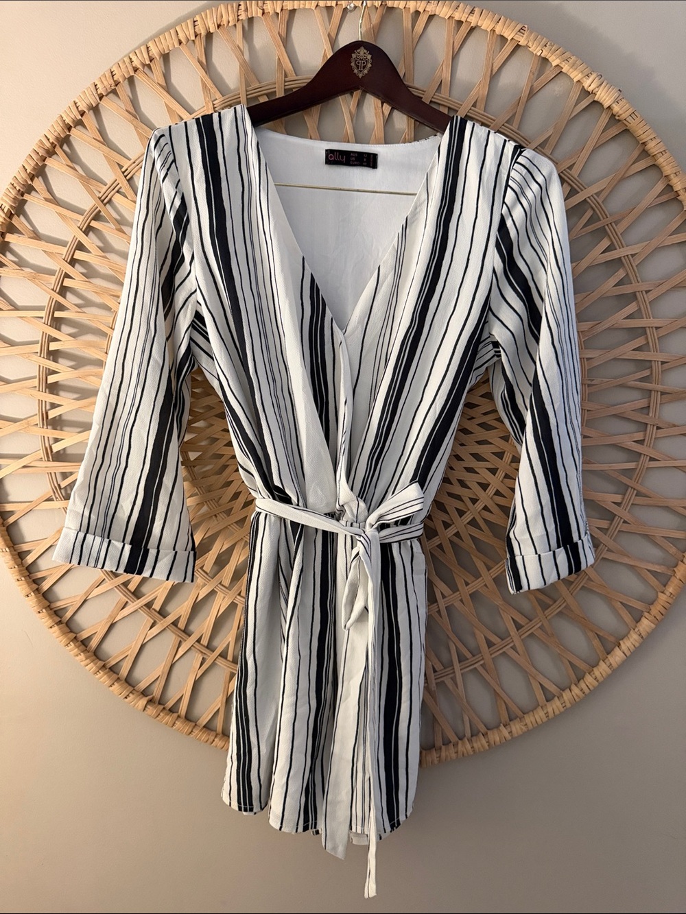 Striped Black & White Wrap Romper